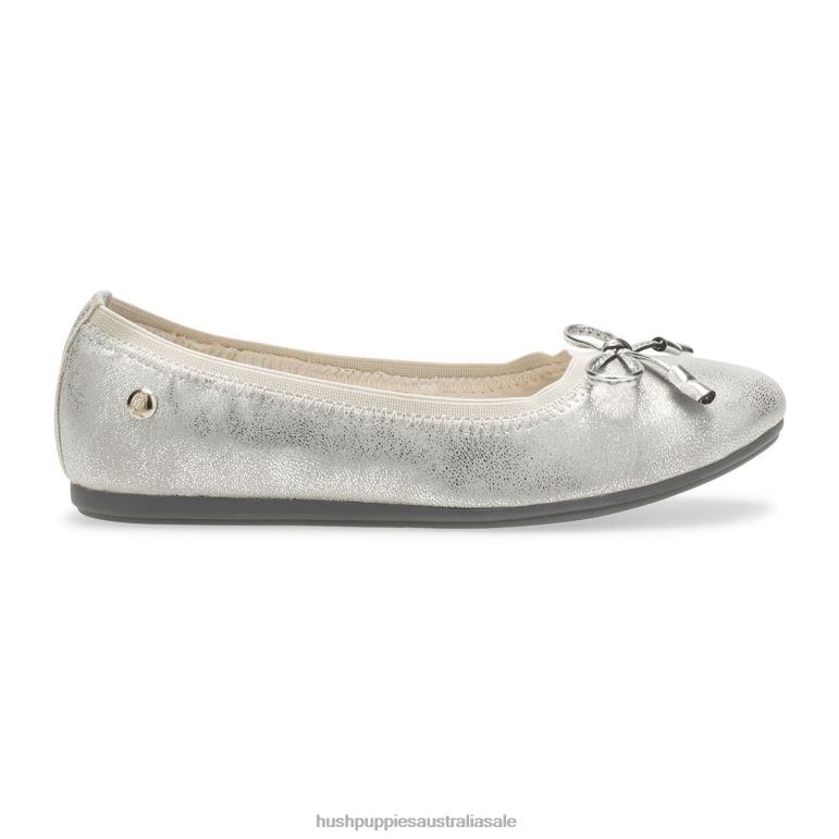 Silver Big Kid's Josie Mary Jane Girl Hush Puppies Shoes F264D368