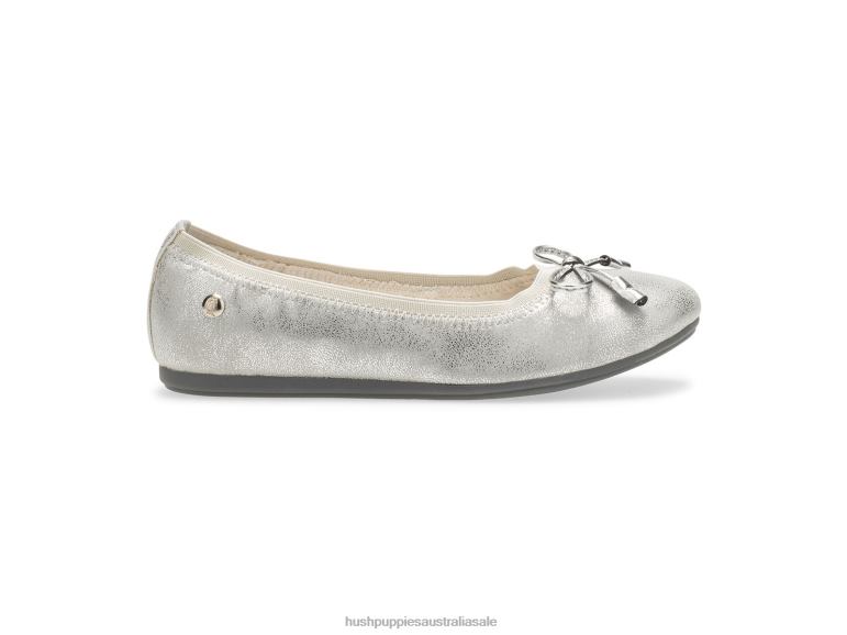 Silver Big Kid's Josie Mary Jane Girl Hush Puppies Shoes F264D368