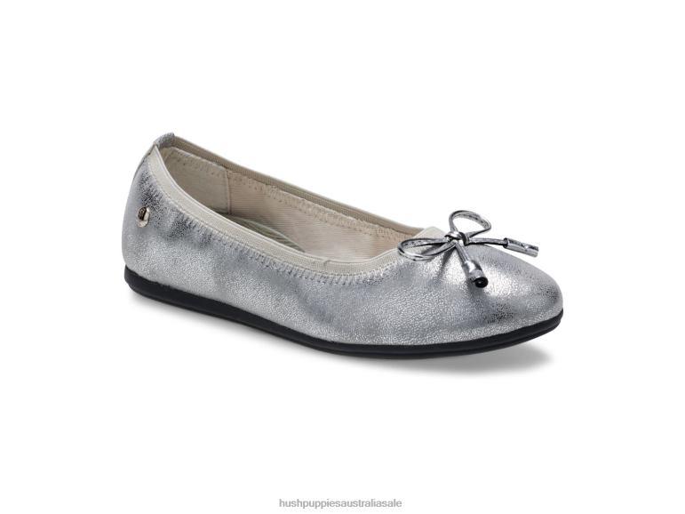 Silver Big Kid's Josie Mary Jane Girl Hush Puppies Shoes F264D368