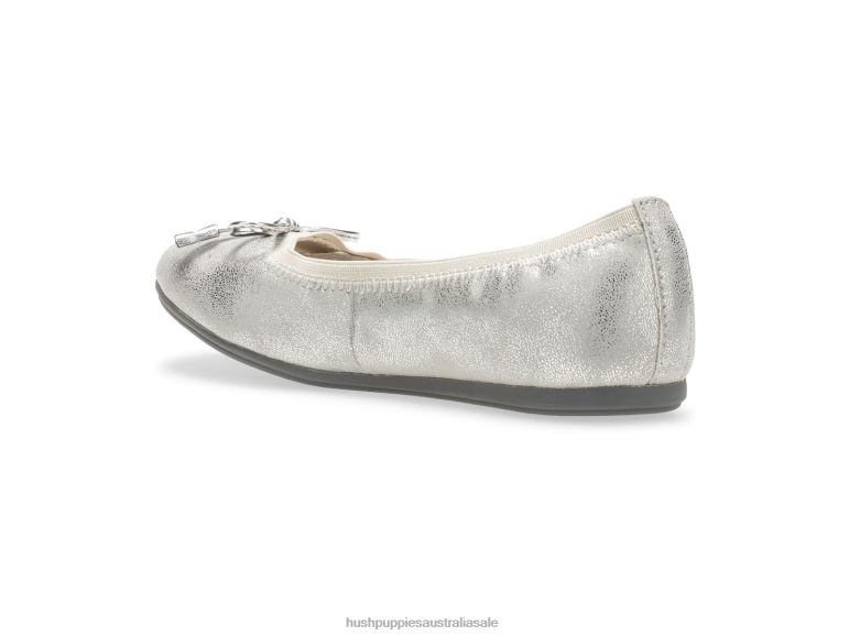 Silver Big Kid's Josie Mary Jane Girl Hush Puppies Shoes F264D368