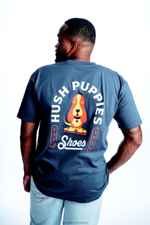 Navy Blue Modern Basset Hound Graphic Tee Men Hush Puppies T-Shirts F264D365