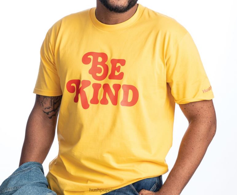 Summer Yellow Be Kind Graphic Tee Men Hush Puppies T-Shirts F264D236