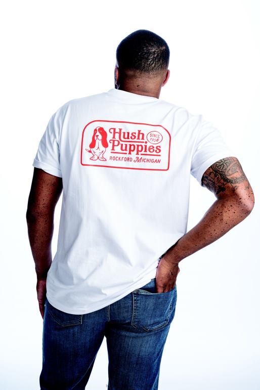 White Retro Basset Hound Graphic Tee Men Hush Puppies T-Shirts F264D364