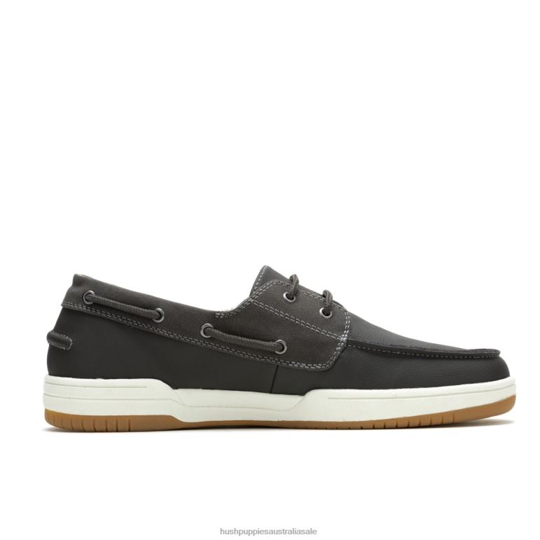 Dark Grey Leather Colton Boat Shoe Men Hush Puppies Loafer F264D345