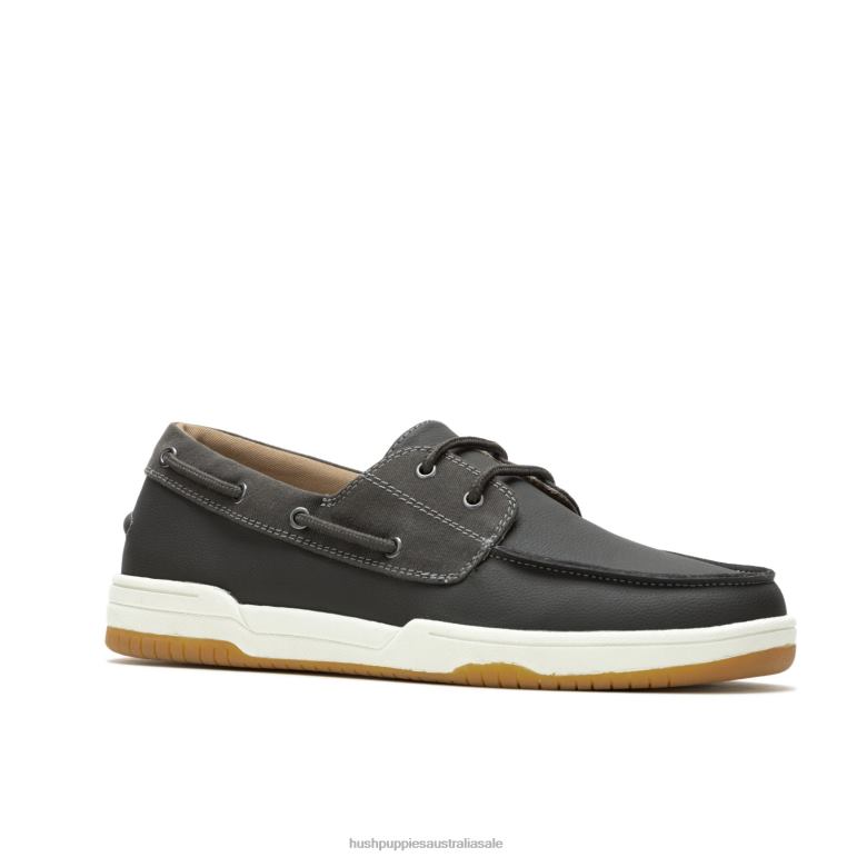 Dark Grey Leather Colton Boat Shoe Men Hush Puppies Loafer F264D345
