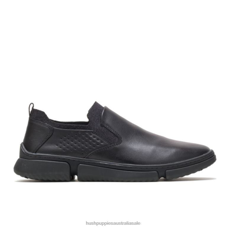 Black Leather Bennet Plain Toe Slip On Men Hush Puppies Oxford F264D284