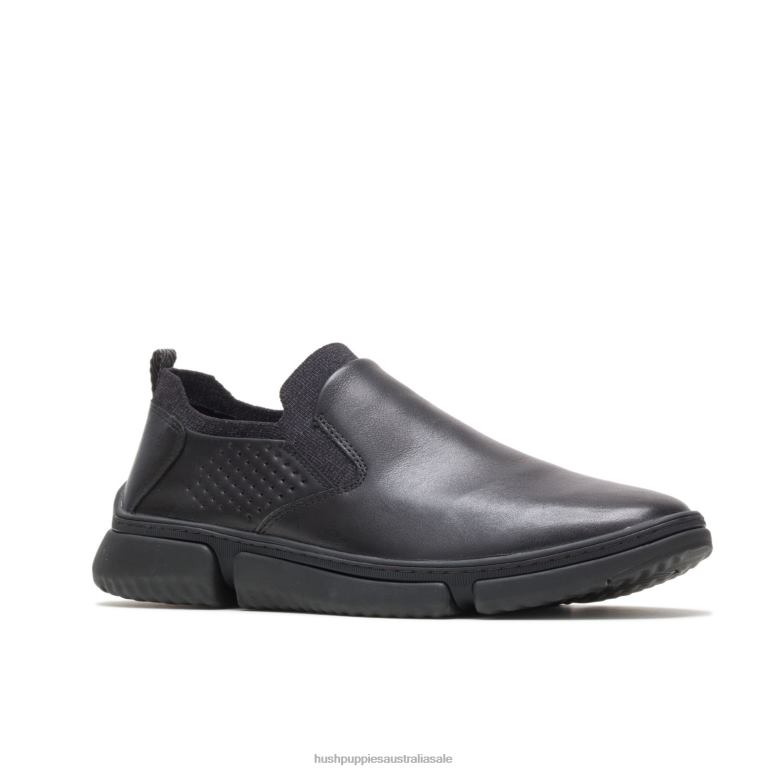 Black Leather Bennet Plain Toe Slip On Men Hush Puppies Oxford F264D284