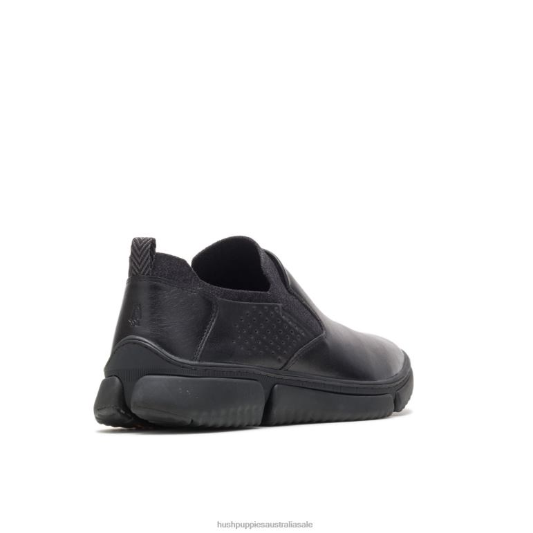 Black Leather Bennet Plain Toe Slip On Men Hush Puppies Oxford F264D284