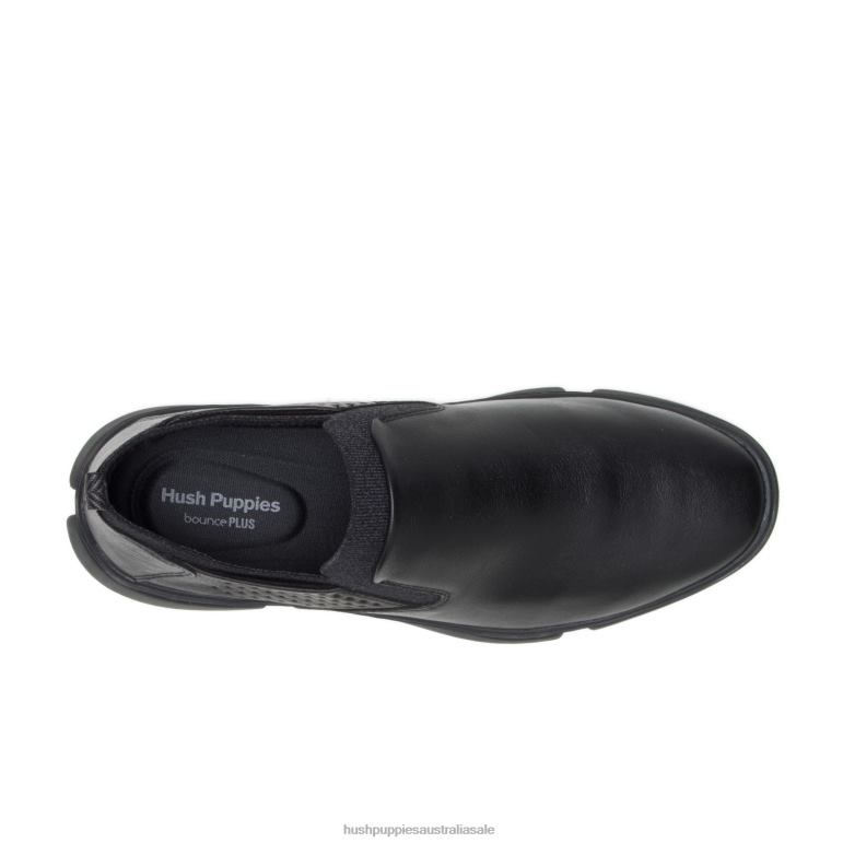 Black Leather Bennet Plain Toe Slip On Men Hush Puppies Oxford F264D284