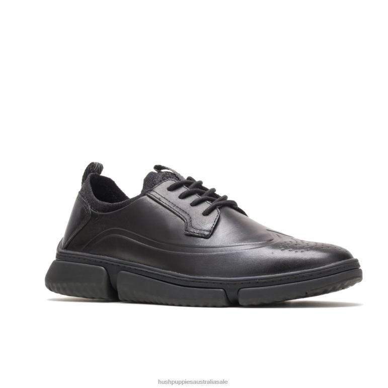 Black Leather Bennet Wingtip Oxford Men Hush Puppies Oxford F264D299