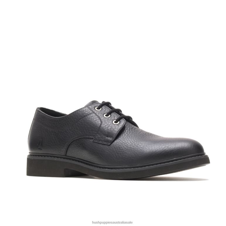 Black Leather Detroit Plain Toe Oxford Men Hush Puppies Oxford F264D296