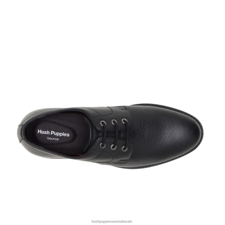 Black Leather Detroit Plain Toe Oxford Men Hush Puppies Oxford F264D296