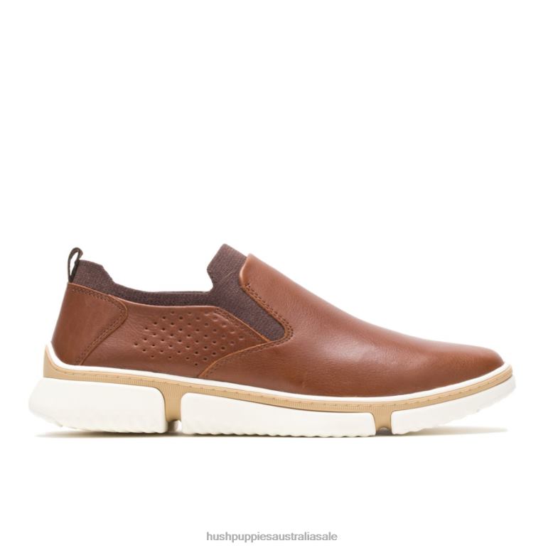 Cognac Leather Bennet Plain Toe Slip On Men Hush Puppies Oxford F264D300