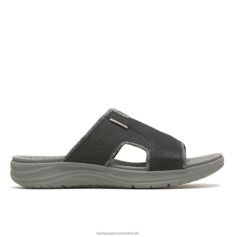 Bold Black Leather Activate Slide Sandal Men Hush Puppies Sandal F264D319