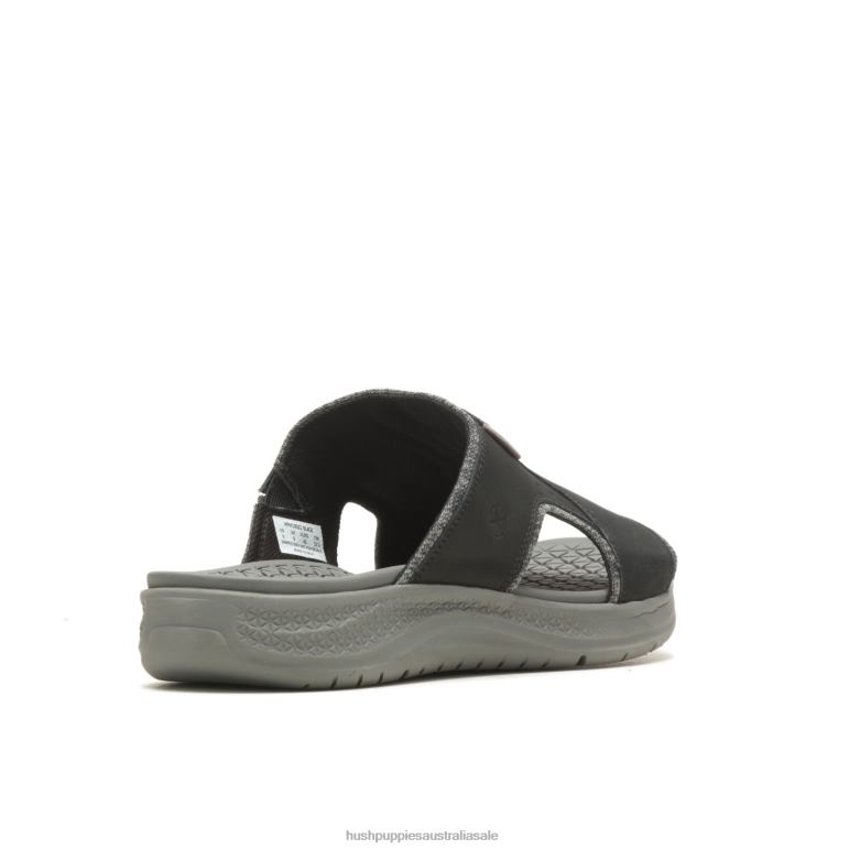 Bold Black Leather Activate Slide Sandal Men Hush Puppies Sandal F264D319