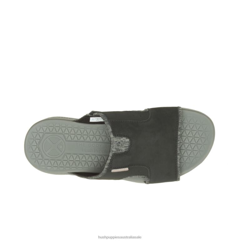 Bold Black Leather Activate Slide Sandal Men Hush Puppies Sandal F264D319