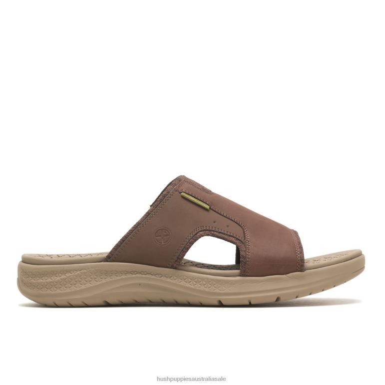 Deep Brown Leather Activate Slide Sandal Men Hush Puppies Sandal F264D317