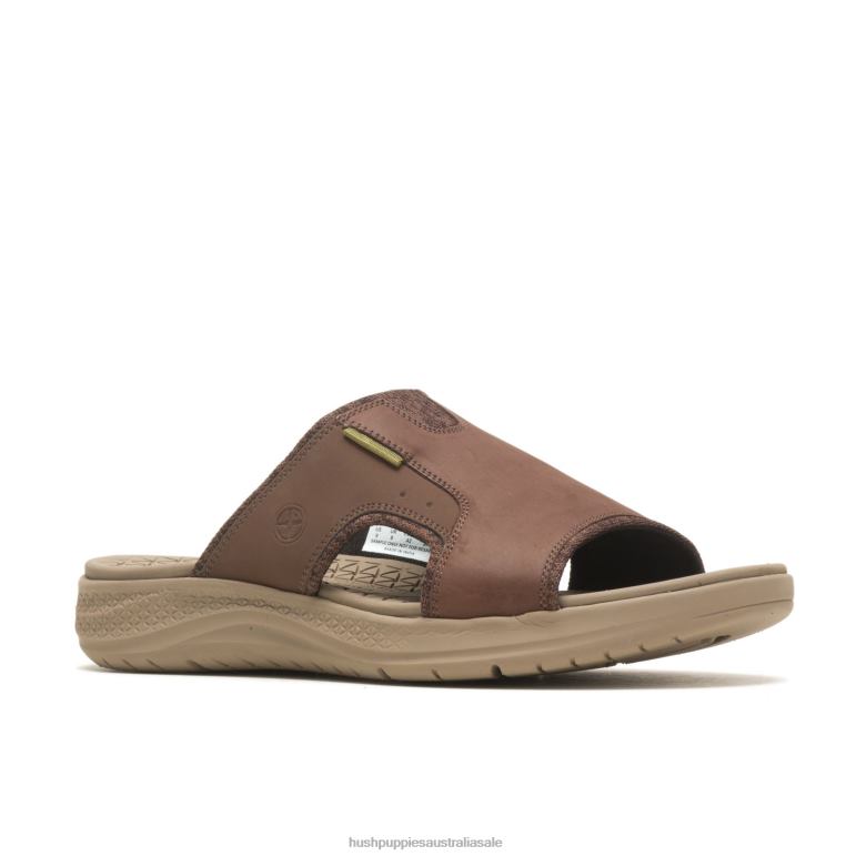 Deep Brown Leather Activate Slide Sandal Men Hush Puppies Sandal F264D317