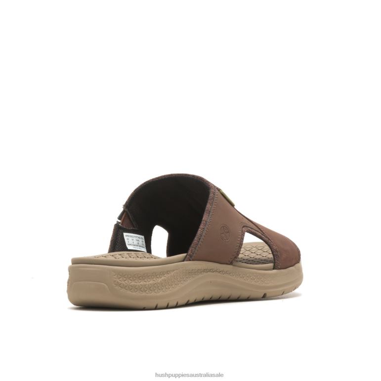 Deep Brown Leather Activate Slide Sandal Men Hush Puppies Sandal F264D317