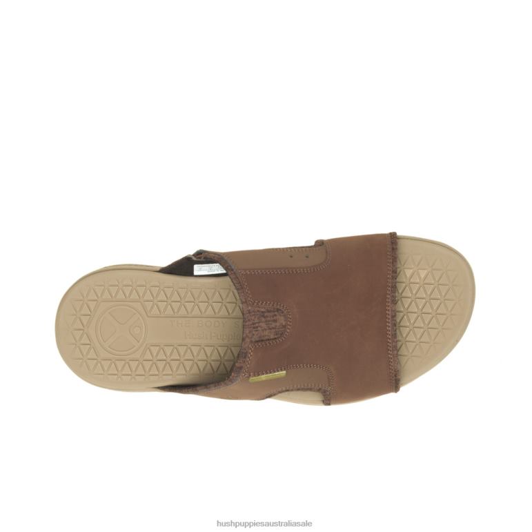 Deep Brown Leather Activate Slide Sandal Men Hush Puppies Sandal F264D317