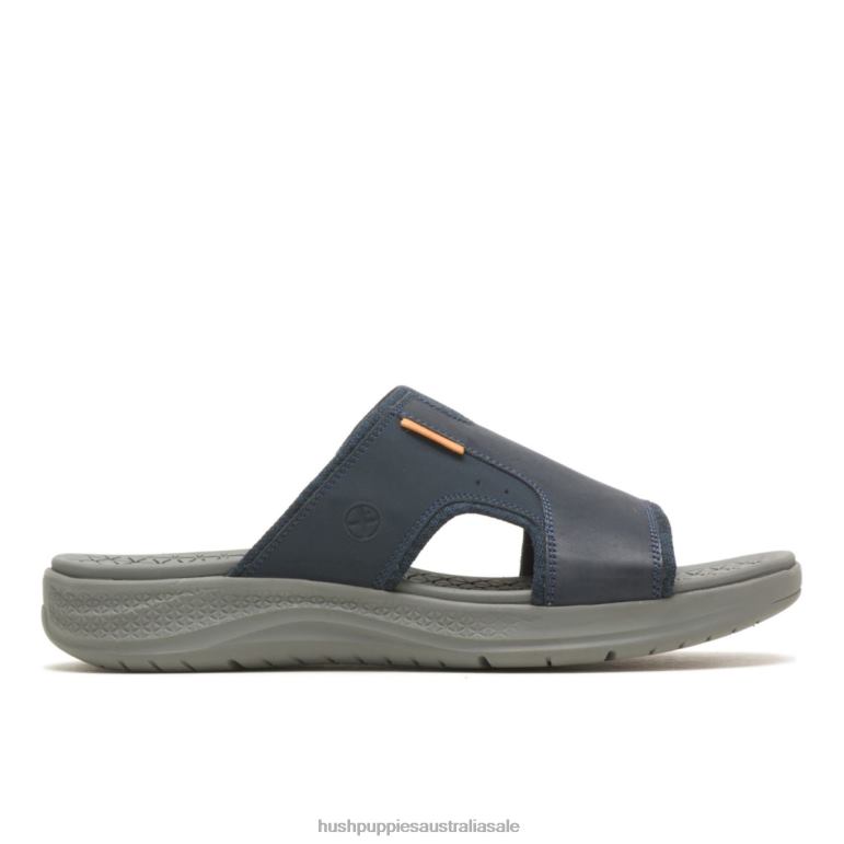 Navy Blue Leather Activate Slide Sandal Men Hush Puppies Sandal F264D318