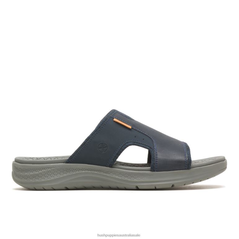 Navy Blue Leather Activate Slide Sandal Men Hush Puppies Sandal F264D318