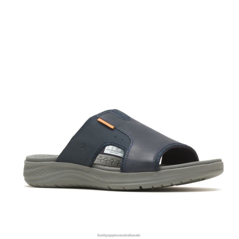 Navy Blue Leather Activate Slide Sandal Men Hush Puppies Sandal F264D318