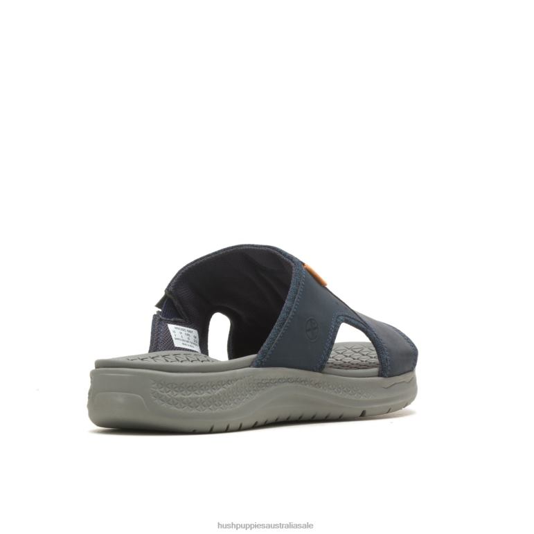 Navy Blue Leather Activate Slide Sandal Men Hush Puppies Sandal F264D318