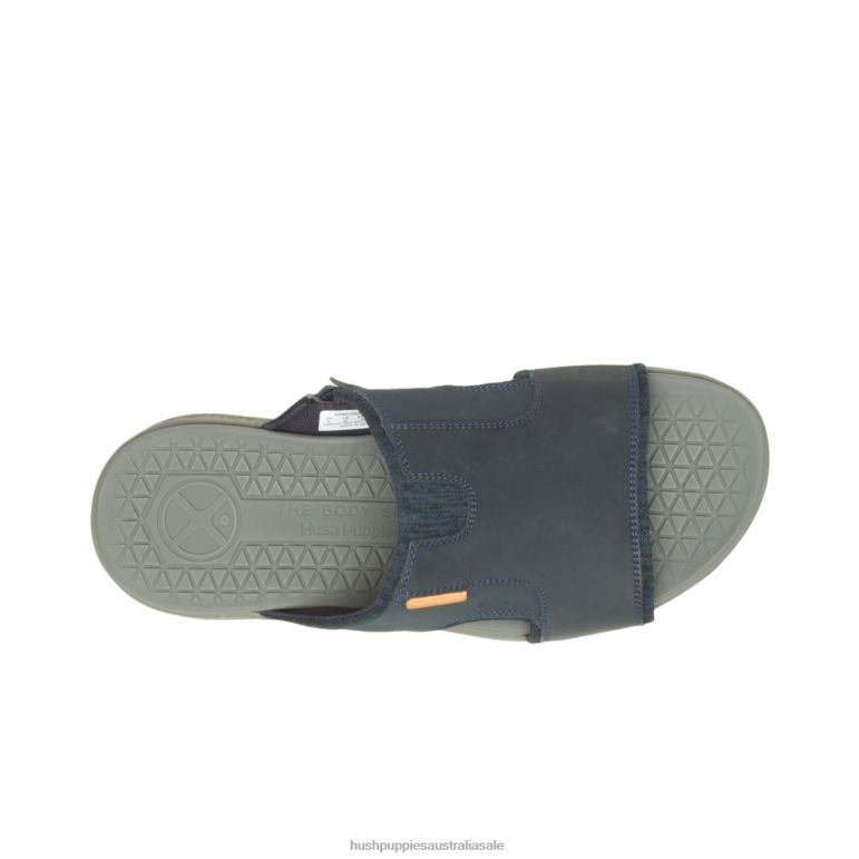 Navy Blue Leather Activate Slide Sandal Men Hush Puppies Sandal F264D318