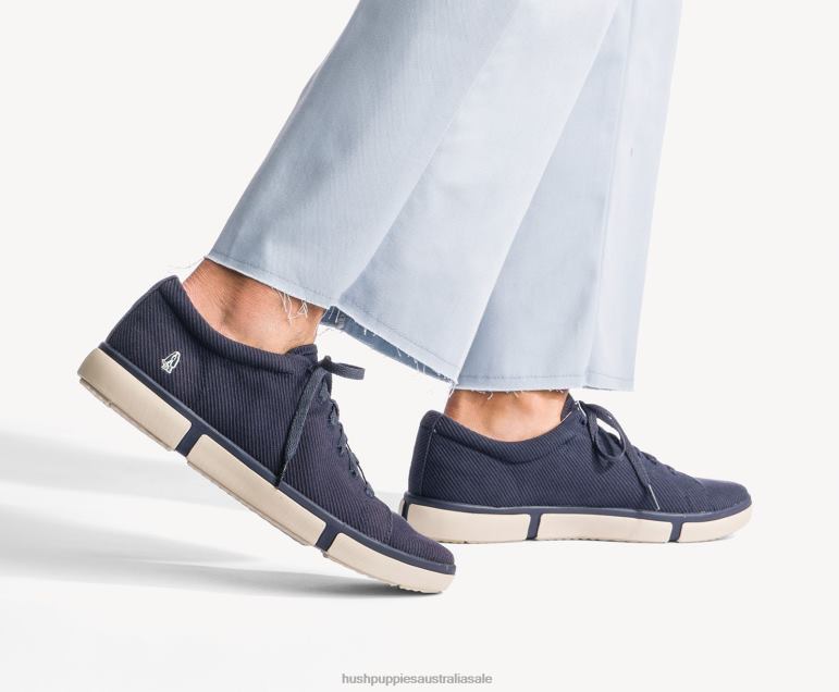 Navy Blue Textile Briggs Plain Toe Sneaker Men Hush Puppies Sneaker F264D293