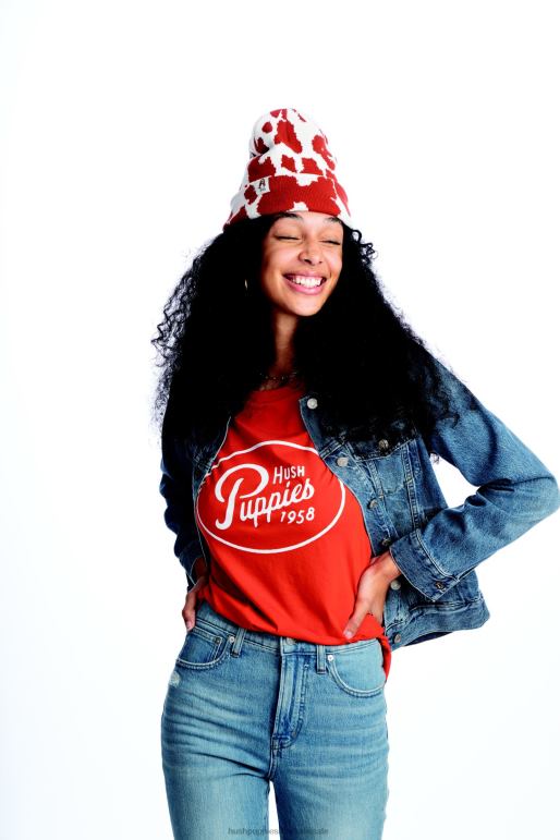Burnt Orange Retro Script Graphic Tee Women Hush Puppies T-Shirts F264D240