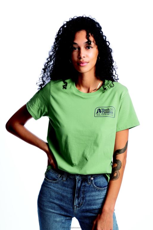 Sweet Sage Retro Basset Hound Graphic Tee Women Hush Puppies T-Shirts F264D239