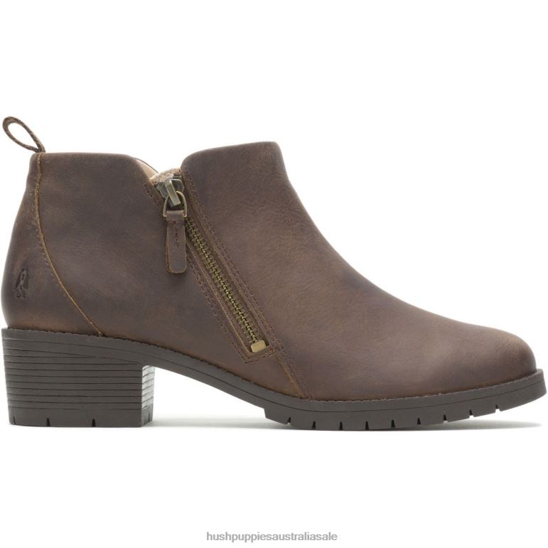 Brown Leather Hadley Side Zip Boot Women Hush Puppies Boot F264D184