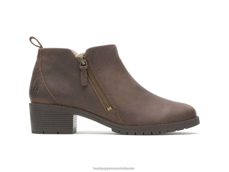 Brown Leather Hadley Side Zip Boot Women Hush Puppies Boot F264D184
