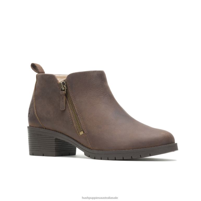 Brown Leather Hadley Side Zip Boot Women Hush Puppies Boot F264D184