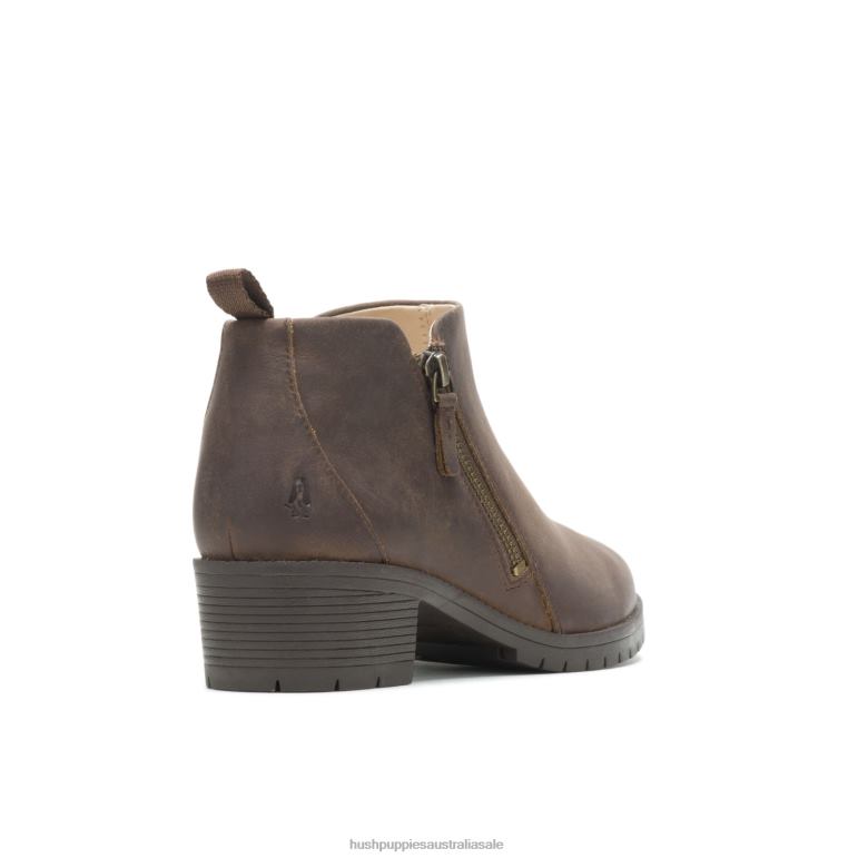 Brown Leather Hadley Side Zip Boot Women Hush Puppies Boot F264D184