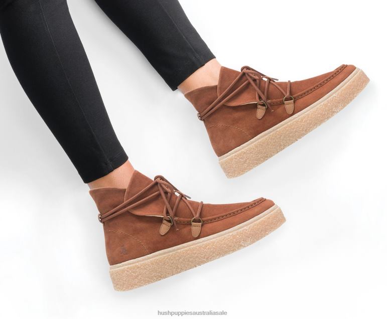 Cognac Suede Bridget Chukka Lace Boot Women Hush Puppies Boot F264D176