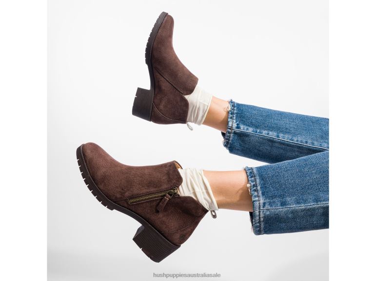 Dark Brown Suede Hadley Side Zip Boot Women Hush Puppies Boot F264D185