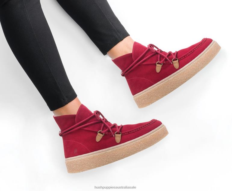 Rhubarb Red Suede Bridget Chukka Lace Boot Women Hush Puppies Boot F264D177