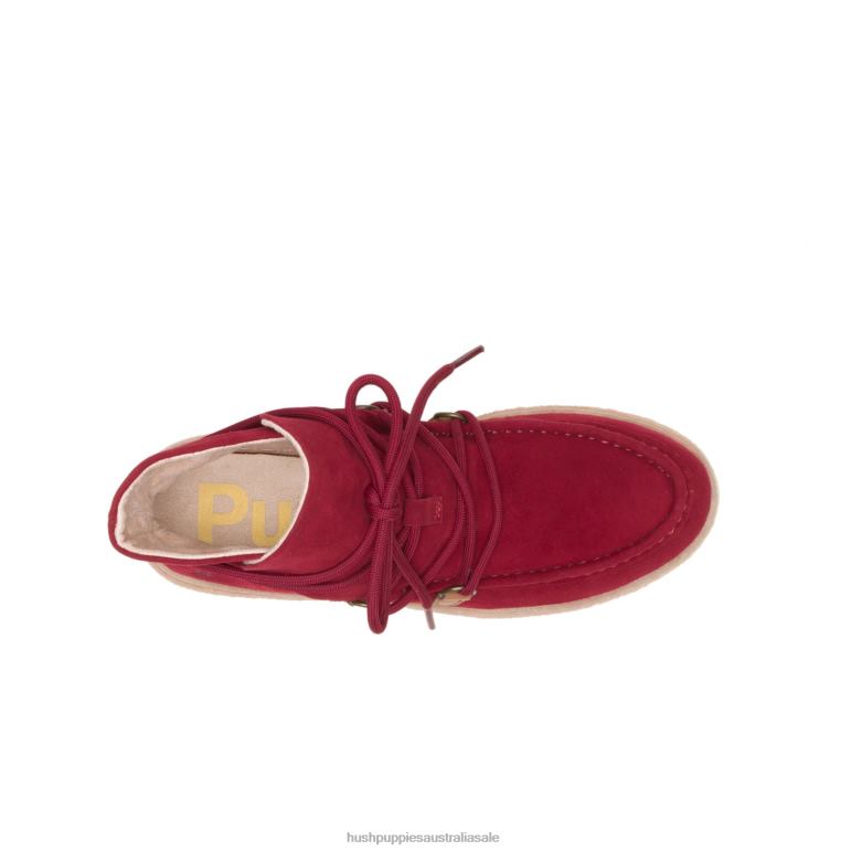 Rhubarb Red Suede Bridget Chukka Lace Boot Women Hush Puppies Boot F264D177
