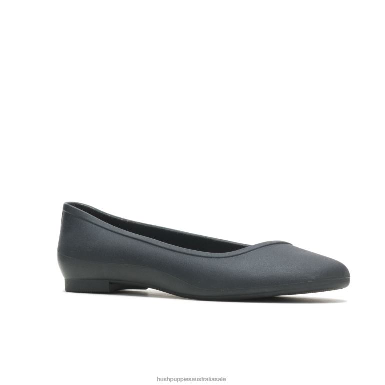 Black Brite Pops Flat Women Hush Puppies Flat Shoes F264D86
