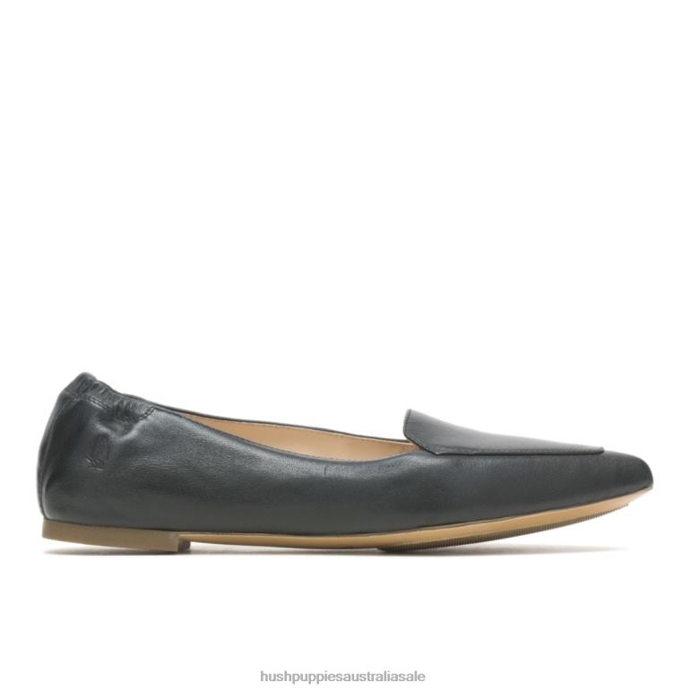 Black Leather Hazel Pointe Flat Women Hush Puppies Flat Shoes F264D49