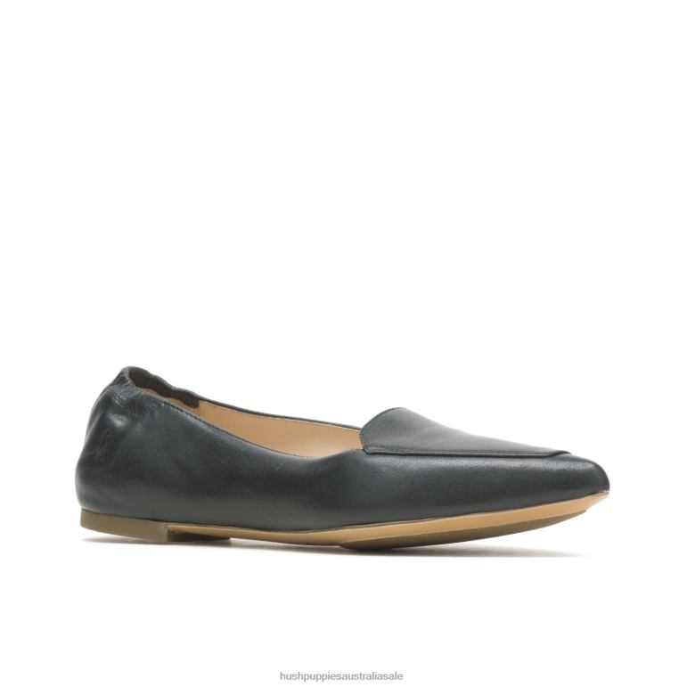 Black Leather Hazel Pointe Flat Women Hush Puppies Flat Shoes F264D49