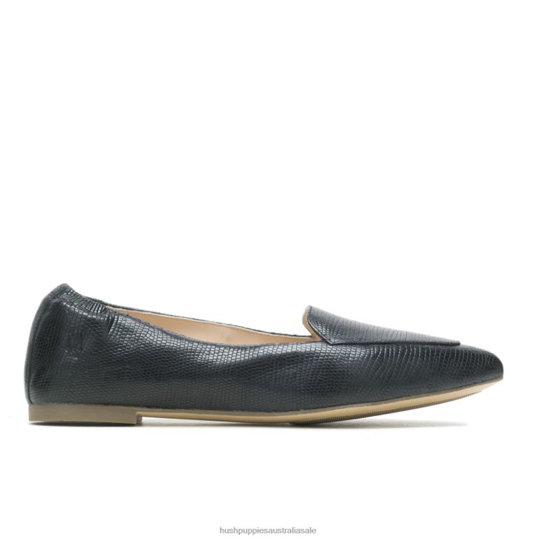 Black Reptile Hazel Pointe Flat Women Hush Puppies Flat Shoes F264D67