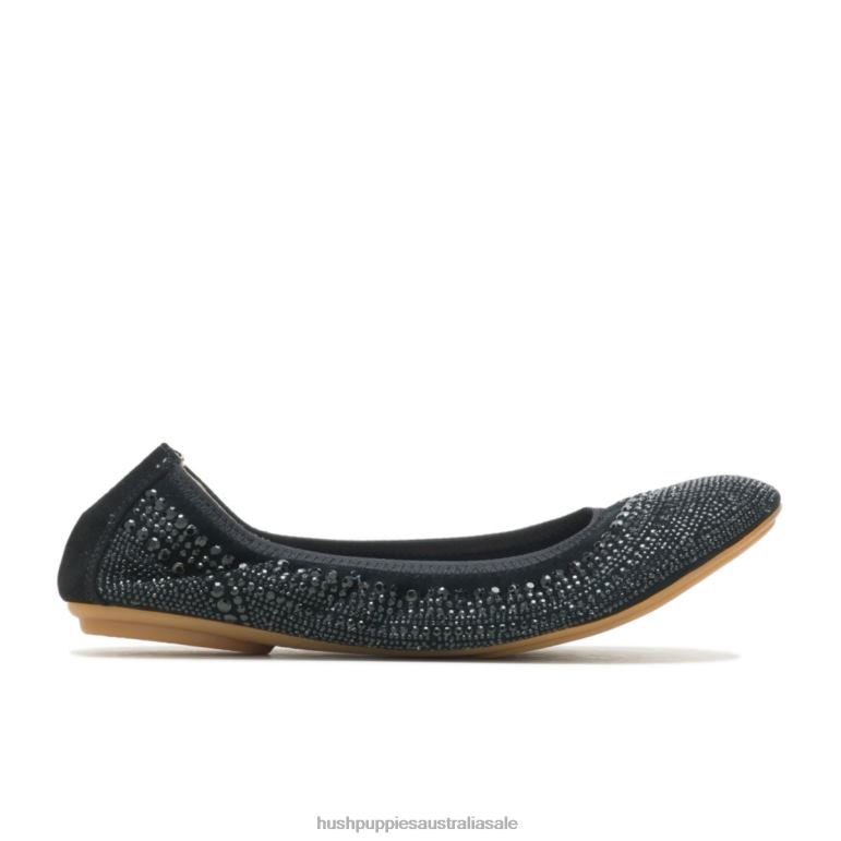 Black Studded Suede Chaste Ballet Flat 2 Women Hush Puppies Ballet Flat F264D76