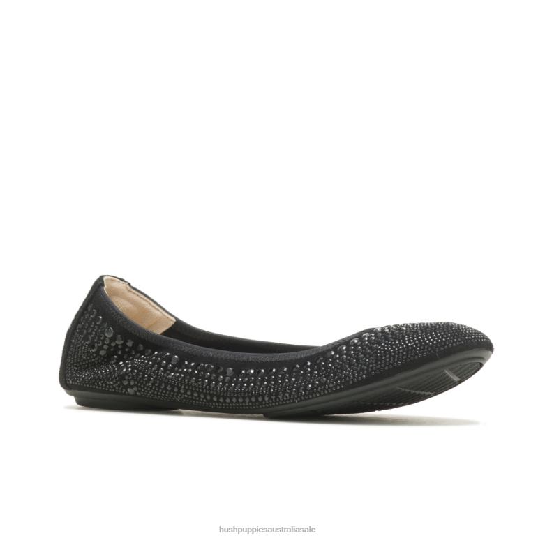 Black Studded Suede Chaste Ballet Flat 2 Women Hush Puppies Ballet Flat F264D76
