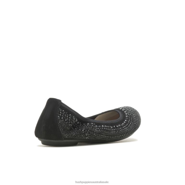 Black Studded Suede Chaste Ballet Flat 2 Women Hush Puppies Ballet Flat F264D76