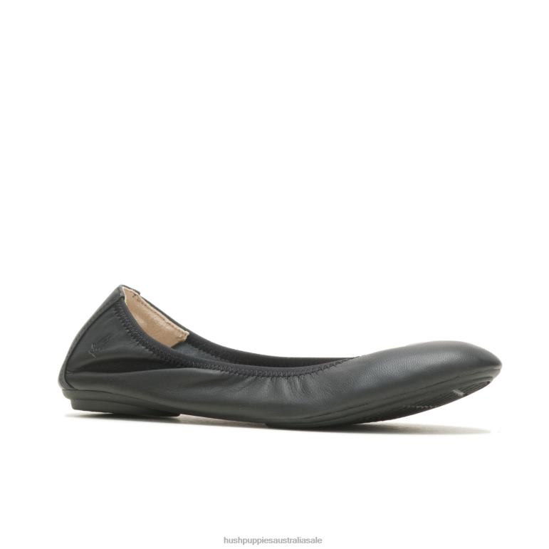 Bold Black Leather Chaste Ballet Flat 2 Women Hush Puppies Ballet Flat F264D73