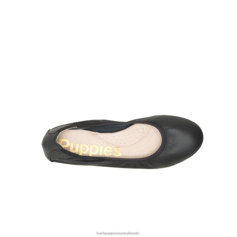 Bold Black Leather Chaste Ballet Flat 2 Women Hush Puppies Ballet Flat F264D73