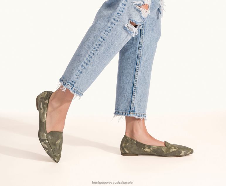 Camo Metallic Suede Hazel Pointe Flat Women Hush Puppies Flat Shoes F264D63